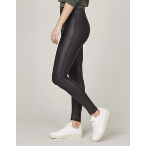 Spanx Faux Leather Shimmer Black Leggings Small